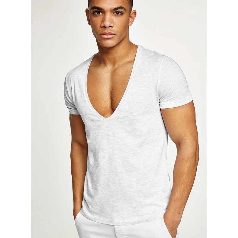 Polyester Gym Tee — Deep Neck — blank t-shirt