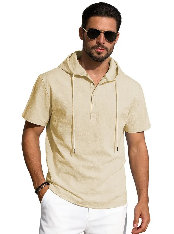 Cotton-Linen Hooded Tee — Short Sleeve detail