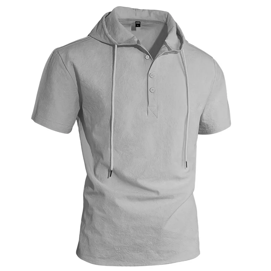 Cotton-Linen Hooded Tee — Short Sleeve detail