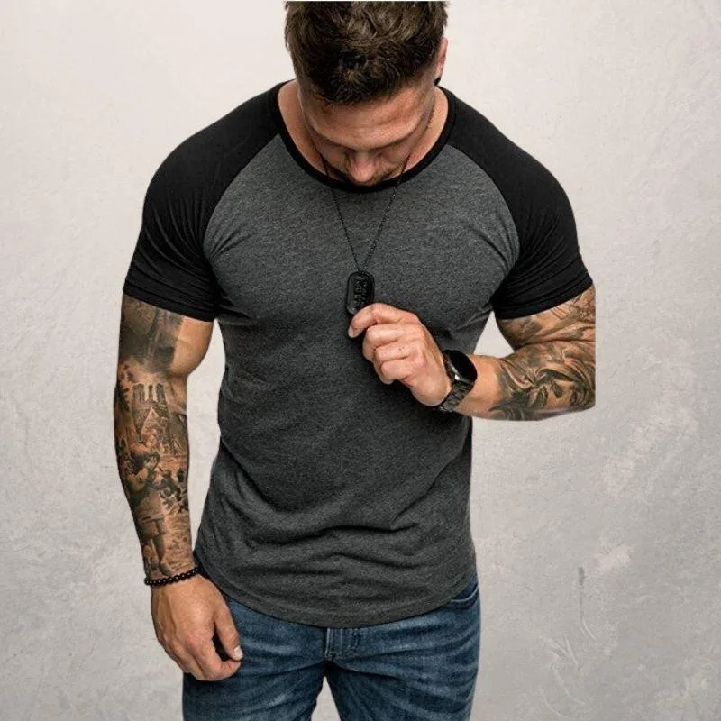 Colour-Block Raglan Tee — 3/4 Sleeve detail