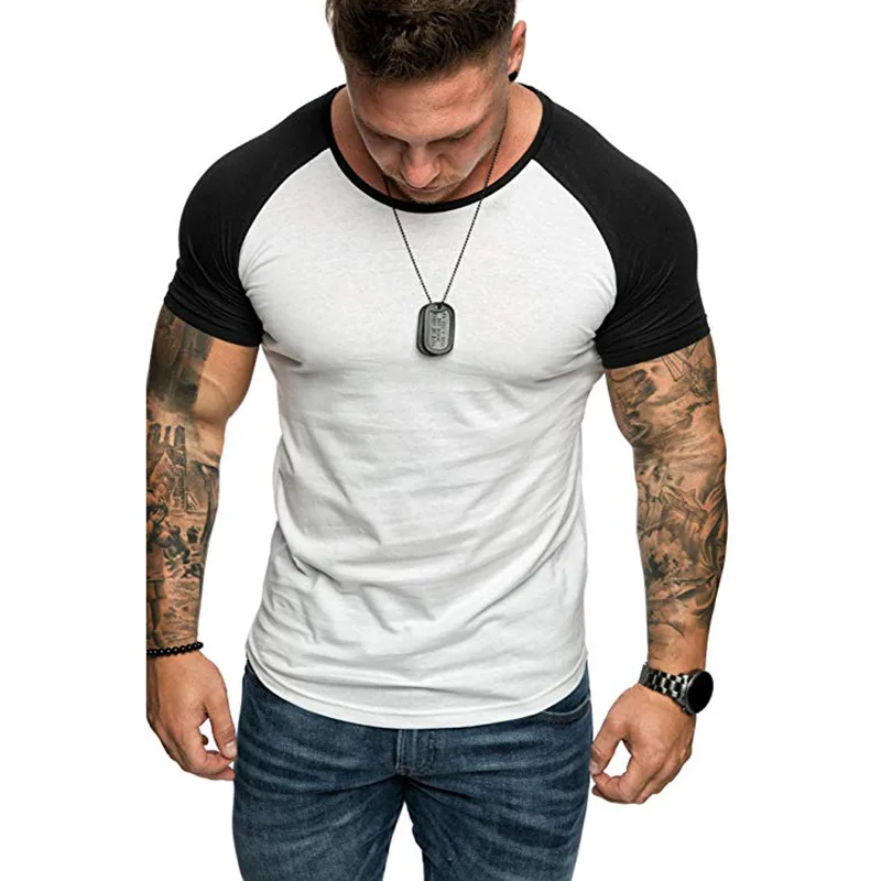 Colour-Block Raglan Tee — 3/4 Sleeve detail