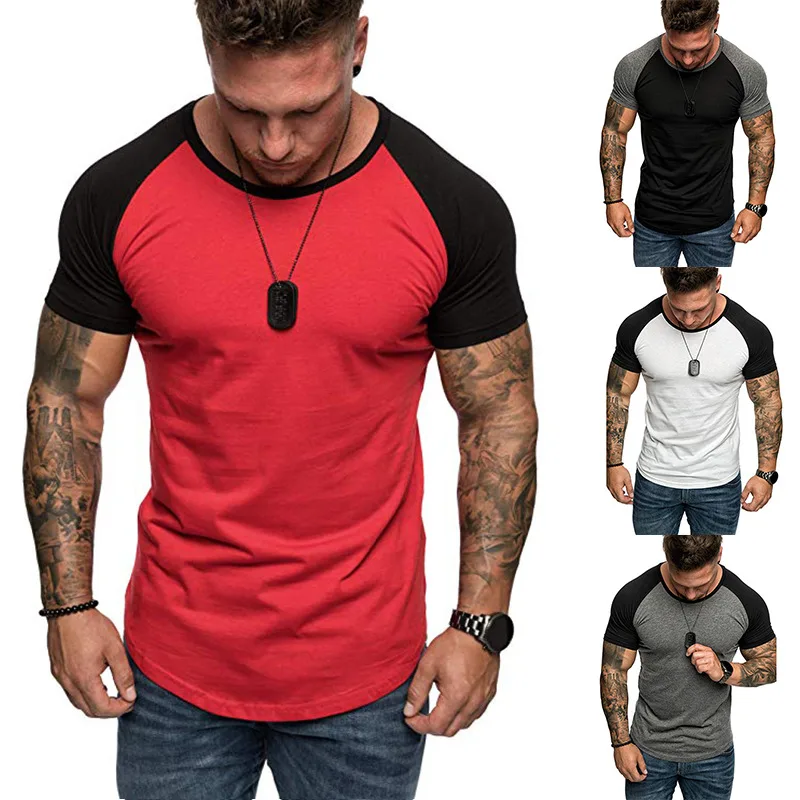Colour-Block Raglan Tee — 3/4 Sleeve — blank t-shirt