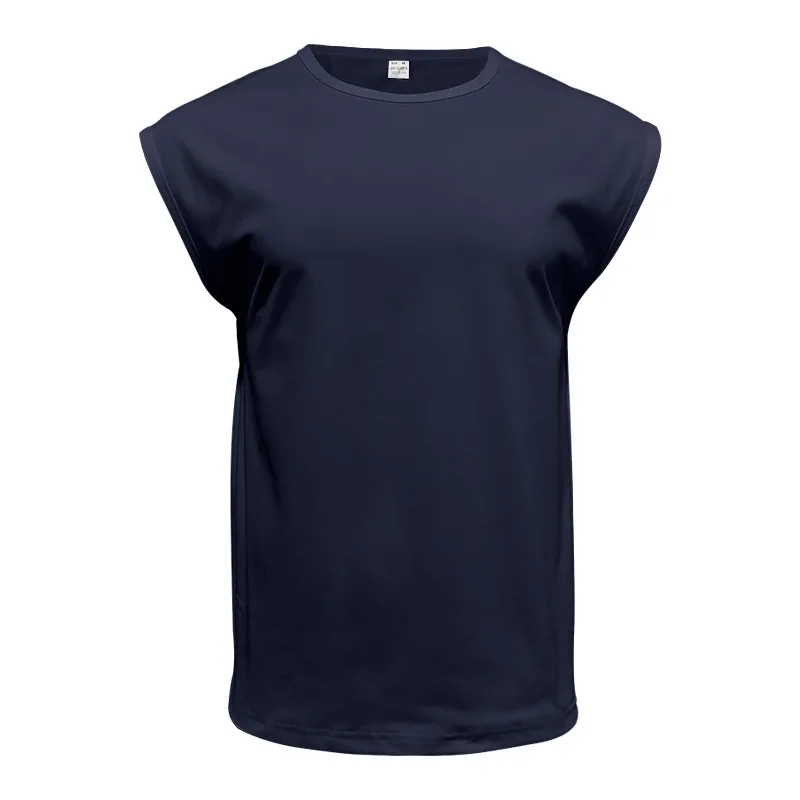 180gsm Sleeveless Muscle Tee — Small Cap Sleeve in Navy