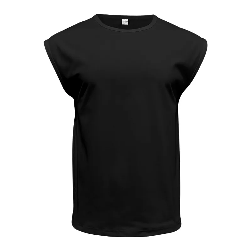 180gsm Sleeveless Muscle Tee — Small Cap Sleeve in Black