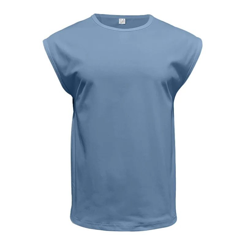 180gsm Sleeveless Muscle Tee — Small Cap Sleeve in Grey Blue