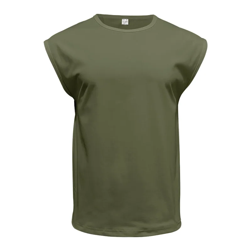 180gsm Sleeveless Muscle Tee — Small Cap Sleeve in Army Green