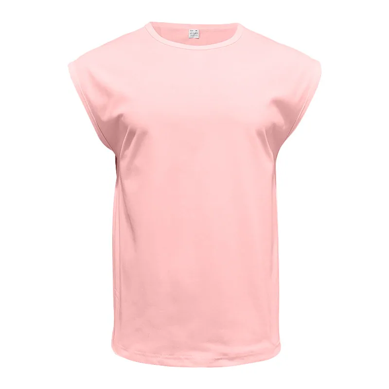 180gsm Sleeveless Muscle Tee — Small Cap Sleeve in Light Pink