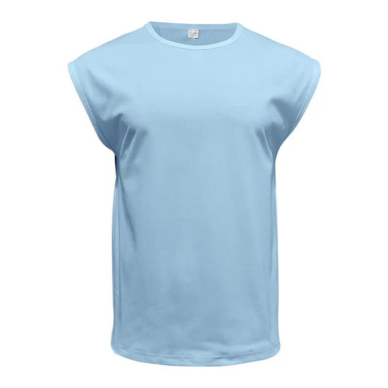 180gsm Sleeveless Muscle Tee — Small Cap Sleeve in Light Blue