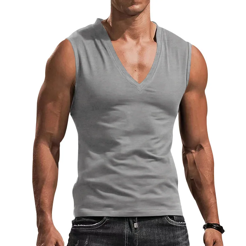 140gsm V-Neck Tank — Light Summer Layer in Light Grey