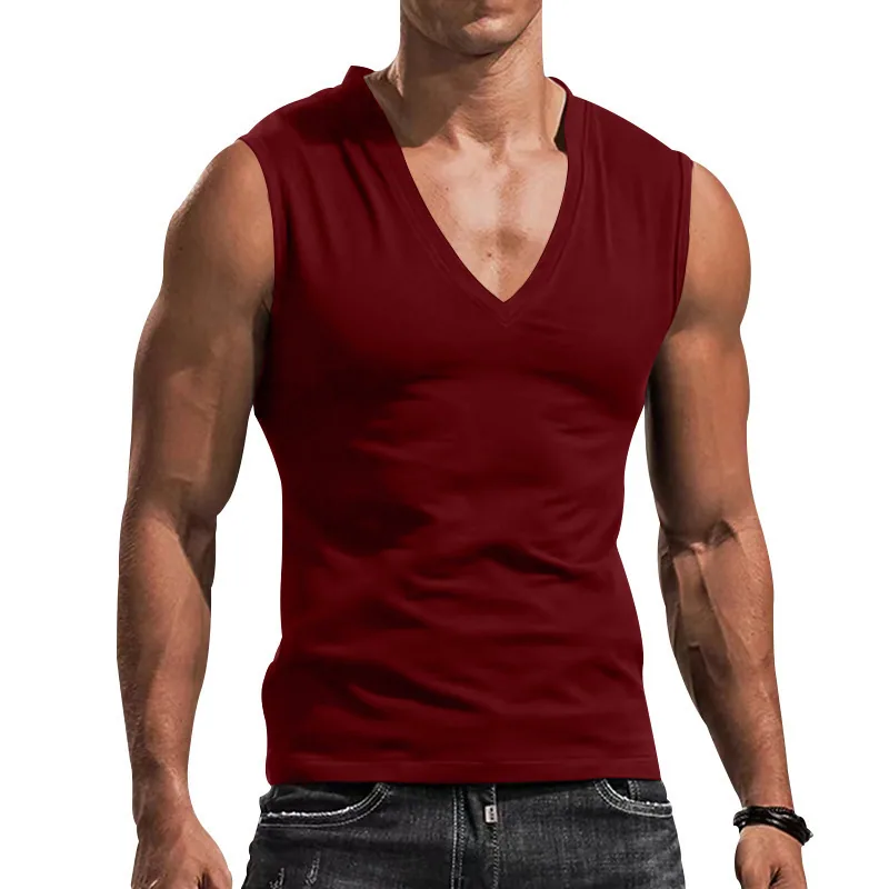 140gsm V-Neck Tank — Light Summer Layer in Date Red