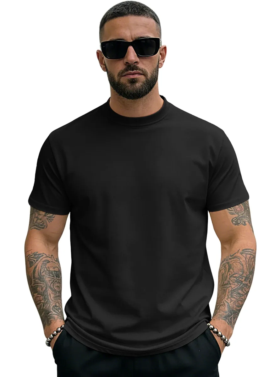 200gsm Euro-Fit Crew — Slim Athletic Cut in Black