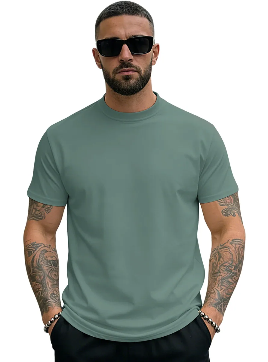 200gsm Euro-Fit Crew — Slim Athletic Cut in Army Green