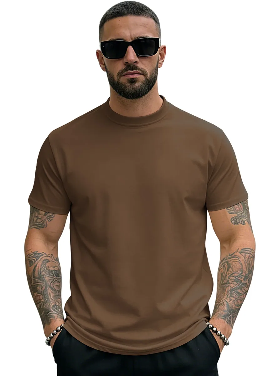 200gsm Euro-Fit Crew — Slim Athletic Cut in Coffee
