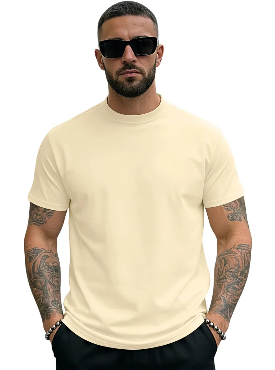 200gsm Euro-Fit Crew — Slim Athletic Cut in Apricot