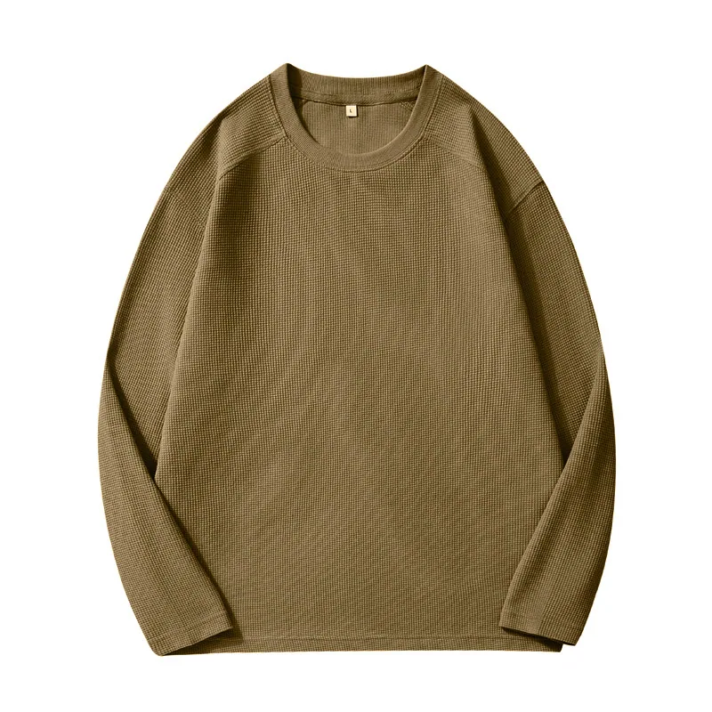 260gsm Waffle Raglan Long Sleeve — Relaxed Japanese Fit in Light Coffee