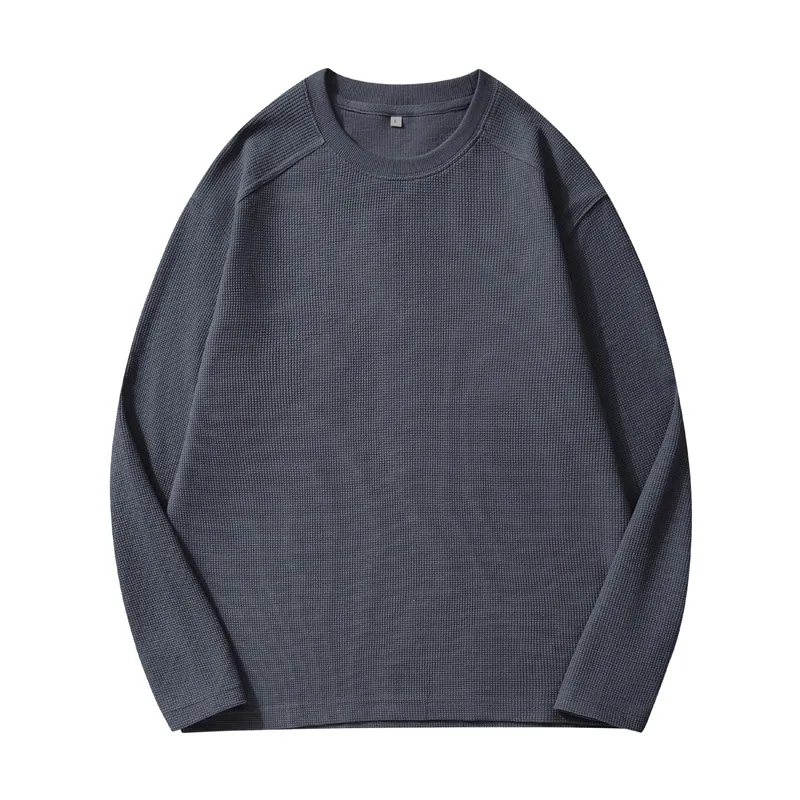 260gsm Waffle Raglan Long Sleeve — Relaxed Japanese Fit in Dark Grey