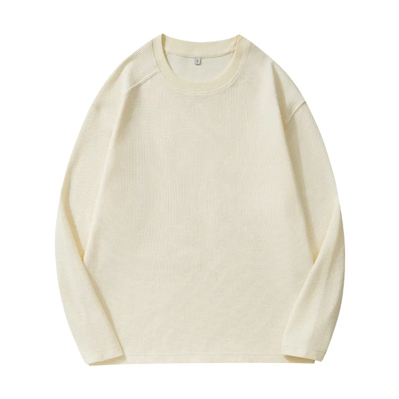 260gsm Waffle Raglan Long Sleeve — Relaxed Japanese Fit in Apricot