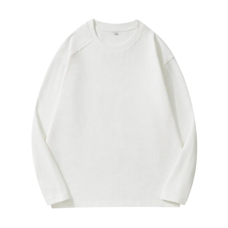 260gsm Waffle Raglan Long Sleeve — Relaxed Japanese Fit in White