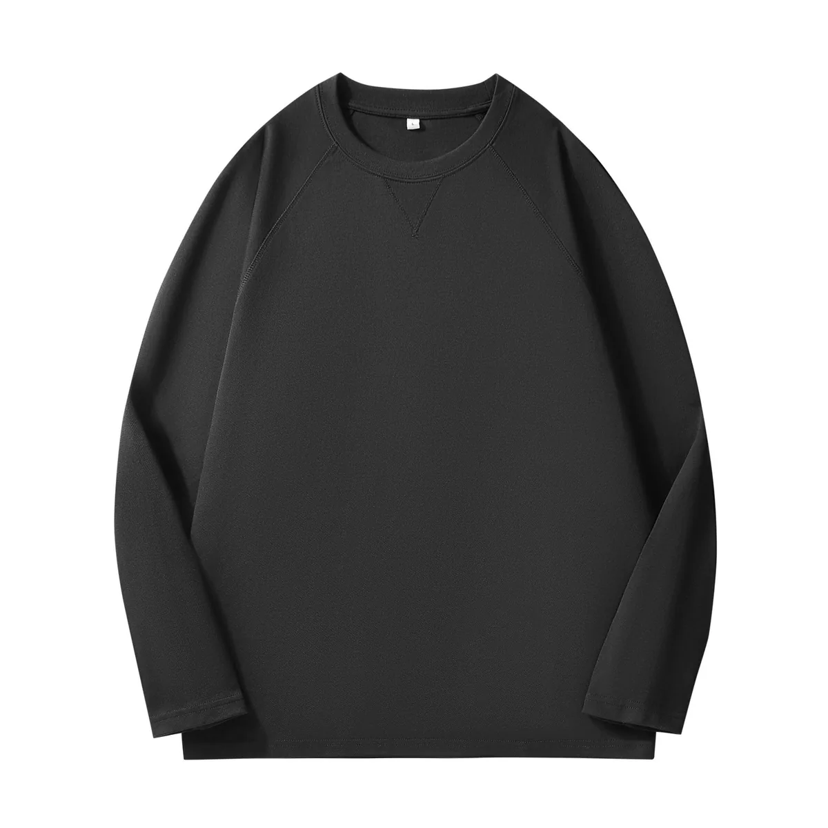 210gsm Twill Cotton Raglan Long Sleeve — Loose Men's Fit in Black