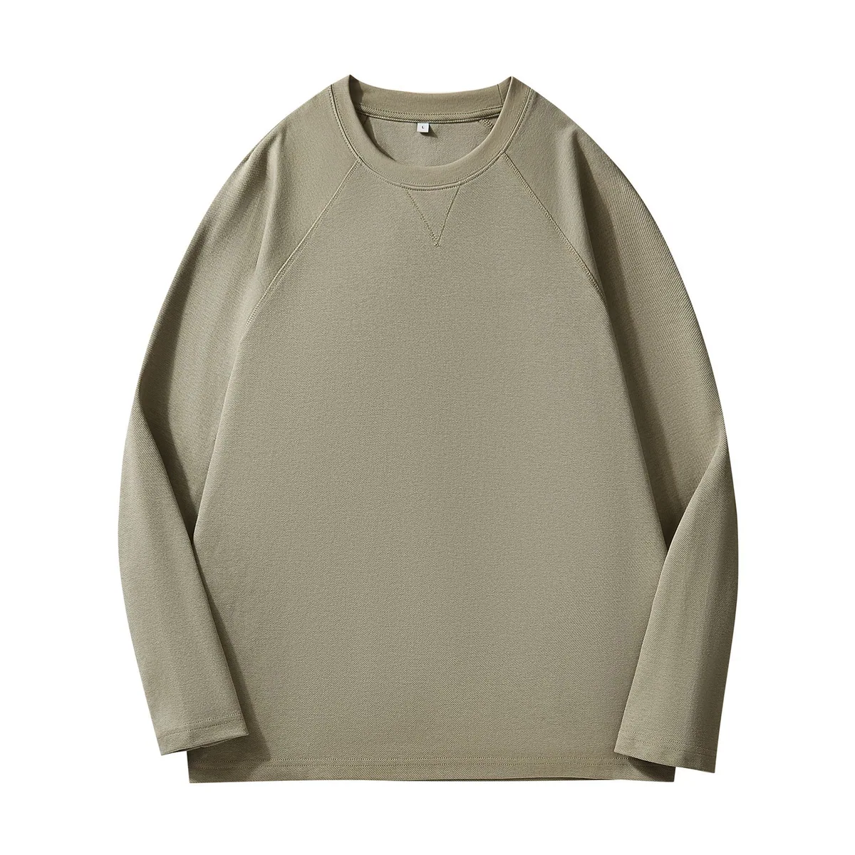 210gsm Twill Cotton Raglan Long Sleeve — Loose Men's Fit in Sage Green