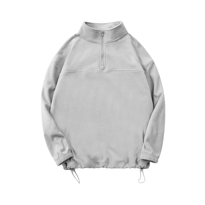 300gsm Double-Sided Fleece Half-Zip — Collared Pullover in Smoke Grey