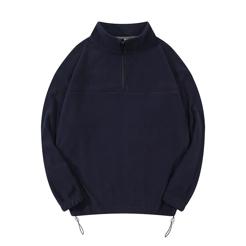 300gsm Double-Sided Fleece Half-Zip — Collared Pullover in Navy