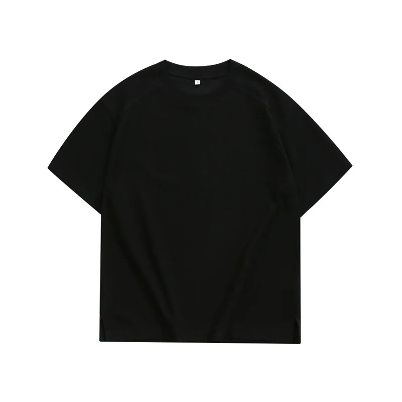 220gsm Waffle Short Sleeve — Raglan, Split Hem in Black