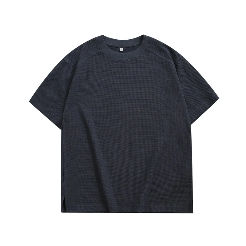 220gsm Waffle Short Sleeve — Raglan, Split Hem in Dark Grey