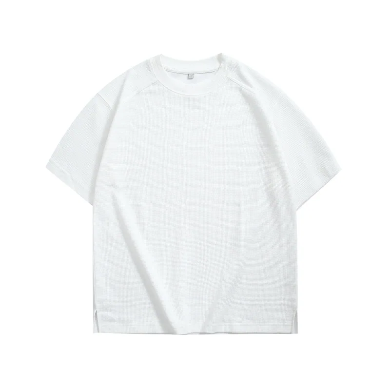 220gsm Waffle Short Sleeve — Raglan, Split Hem in White