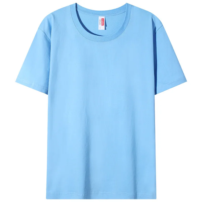 210gsm Combed Cotton Crew — Garment Washed, Relaxed in Light Blue