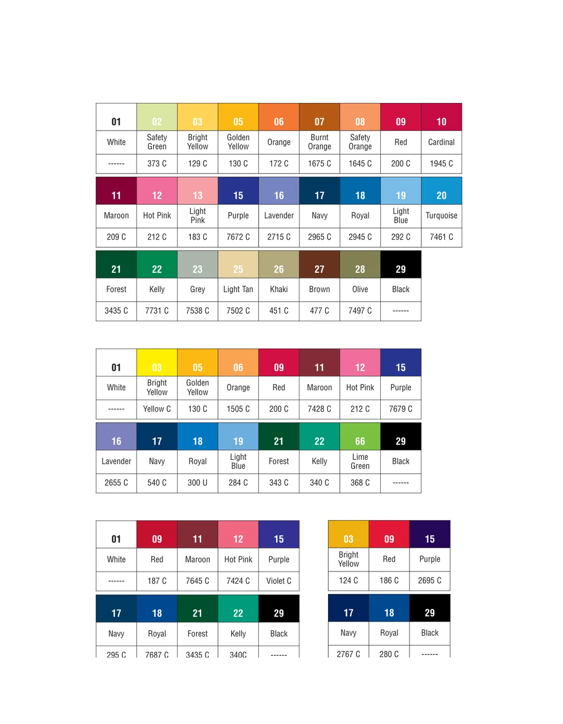 Fashion accessories colour card