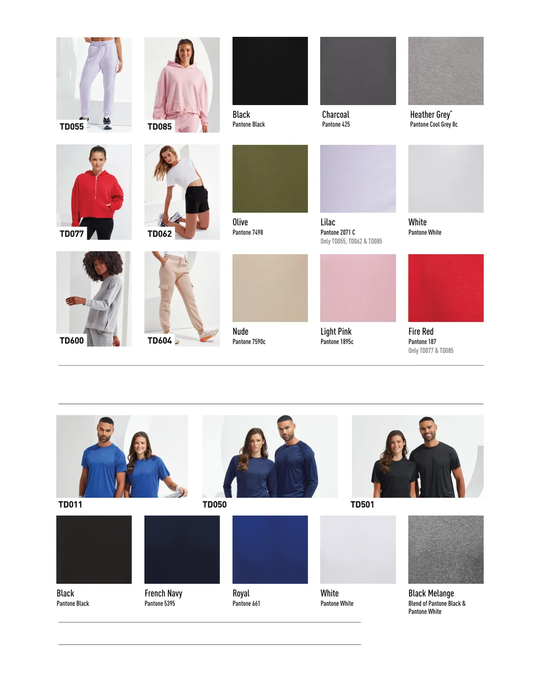 Fitness, training and athleisure — European market colour card