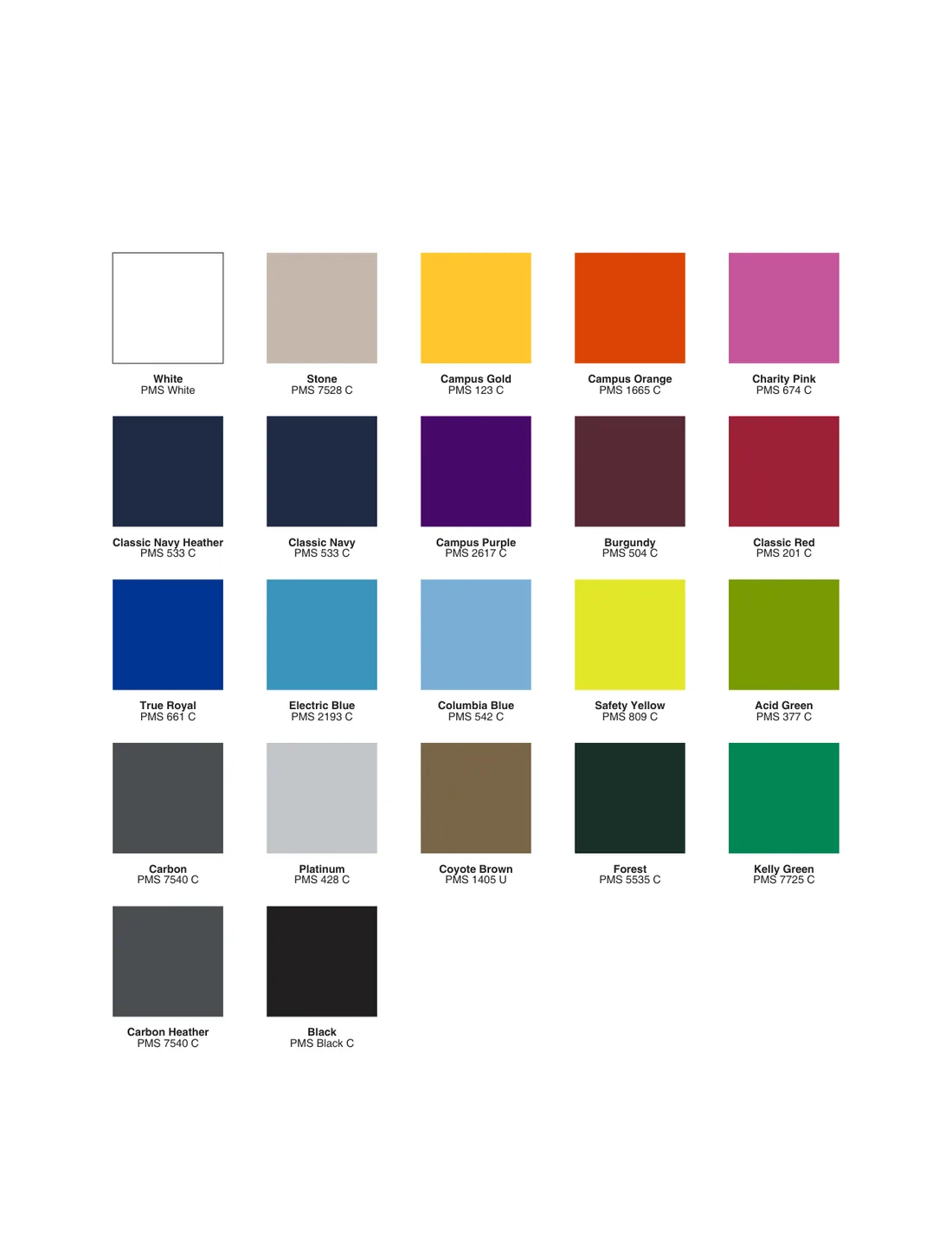Functional outerwear and outdoor colour card