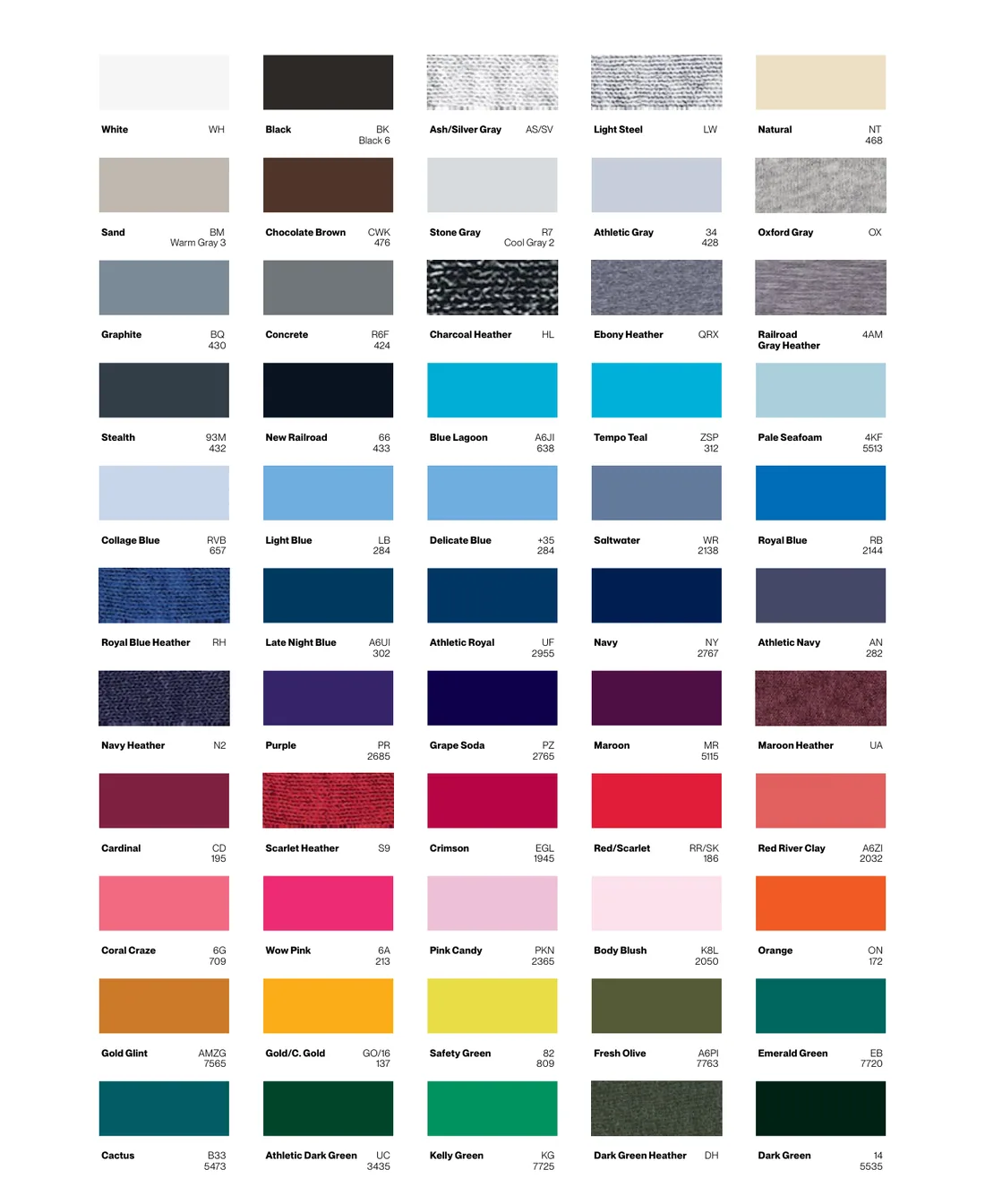 School sport, team sport and gym programmes colour card