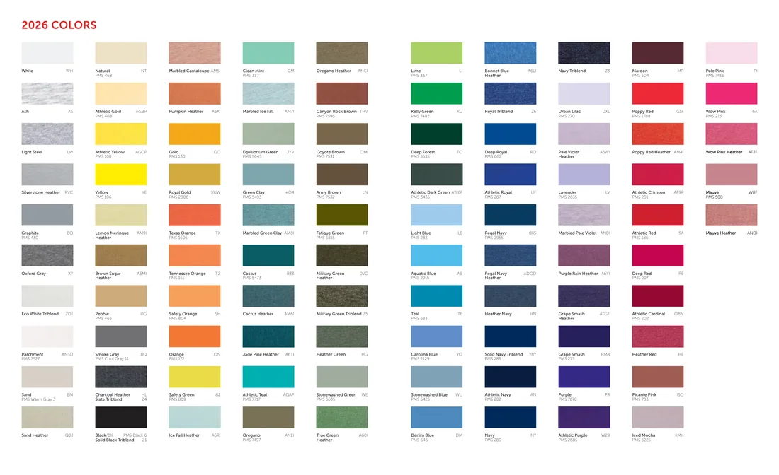 Volume basics, promotional and everyday wear colour card