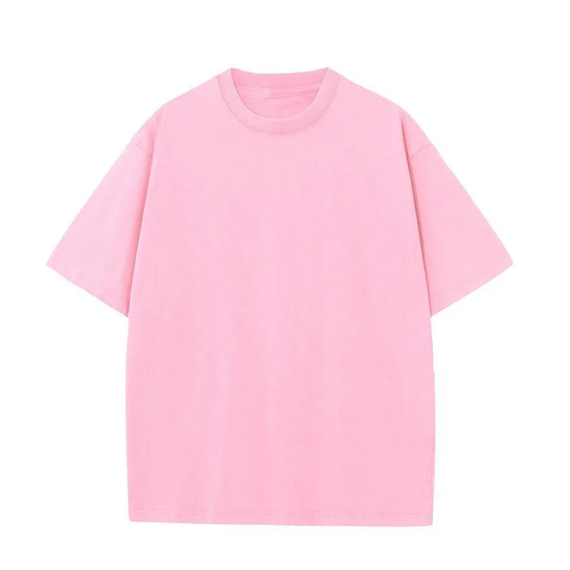 230gsm Heavyweight Boxy Crew Tee in Light Pink