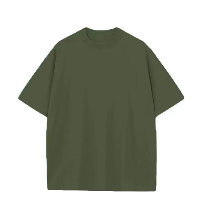 230gsm Double-Yarn Drop-Shoulder Tee in Army Green