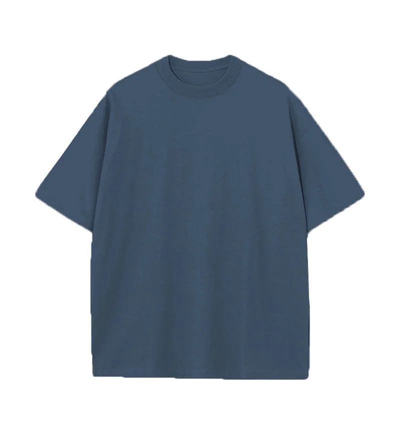230gsm Double-Yarn Drop-Shoulder Tee in Denim Blue
