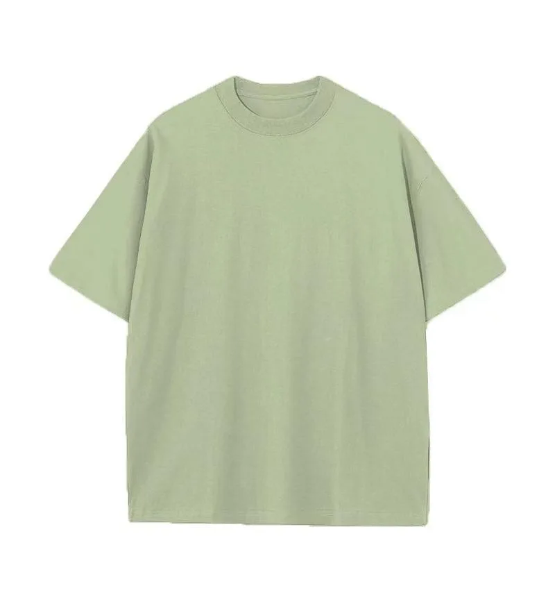230gsm Double-Yarn Drop-Shoulder Tee in Light Green