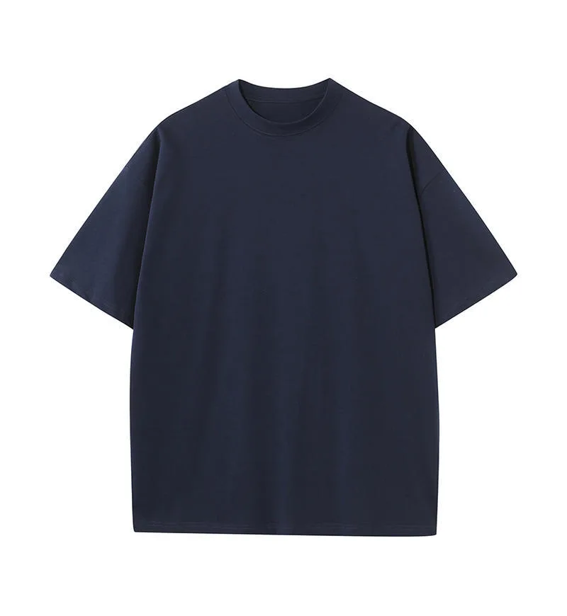 230gsm Double-Yarn Drop-Shoulder Tee in Navy