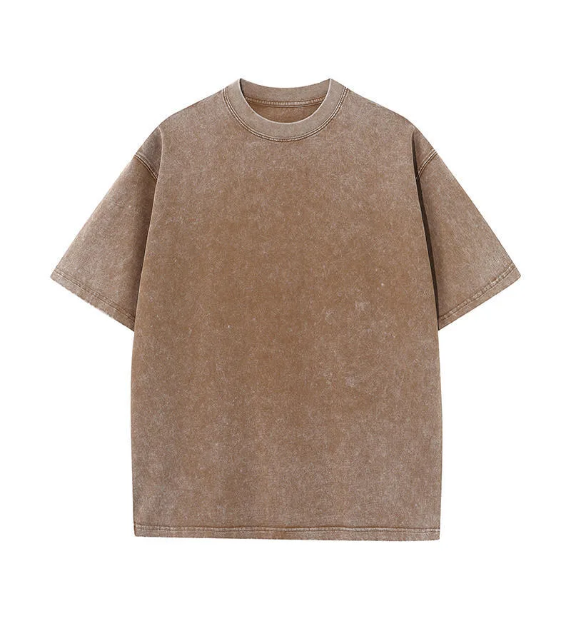 230gsm Kids Washed Vintage Tee in Coffee