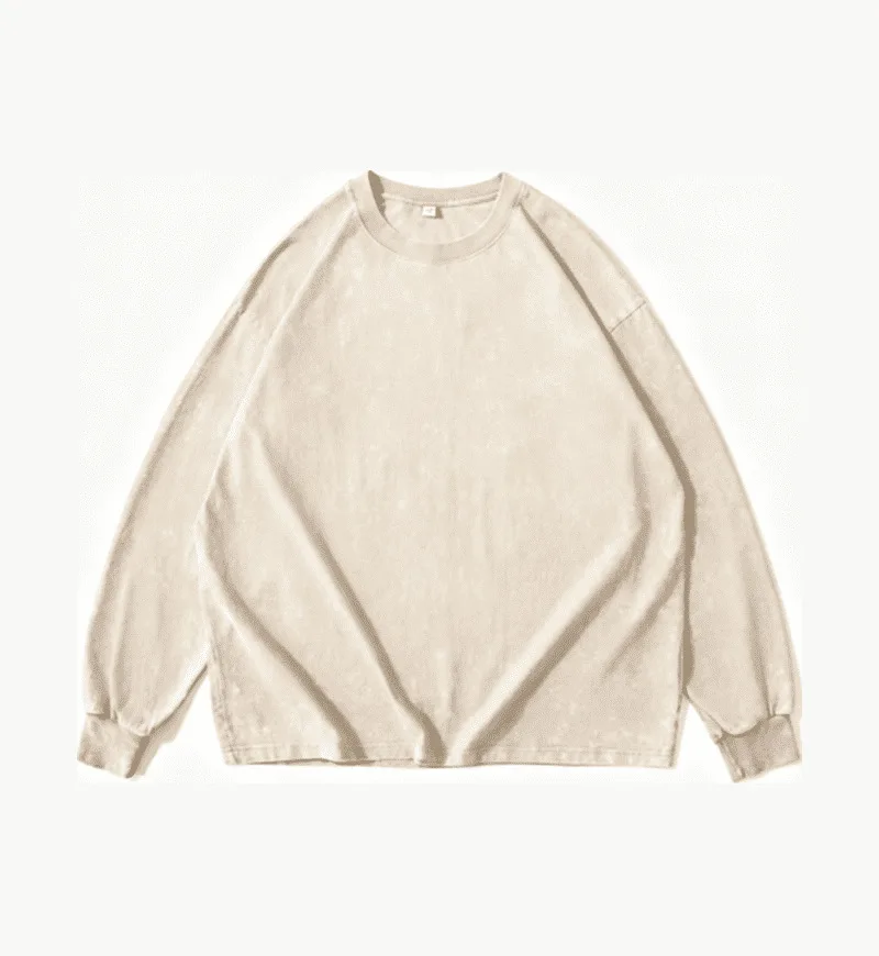 230gsm Snow-Washed Long Sleeve in Apricot