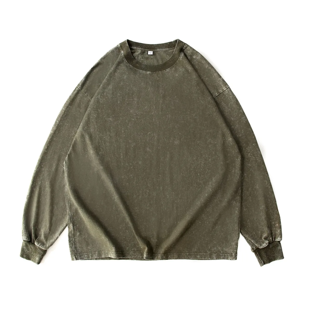 230gsm Snow-Washed Long Sleeve in Army Green