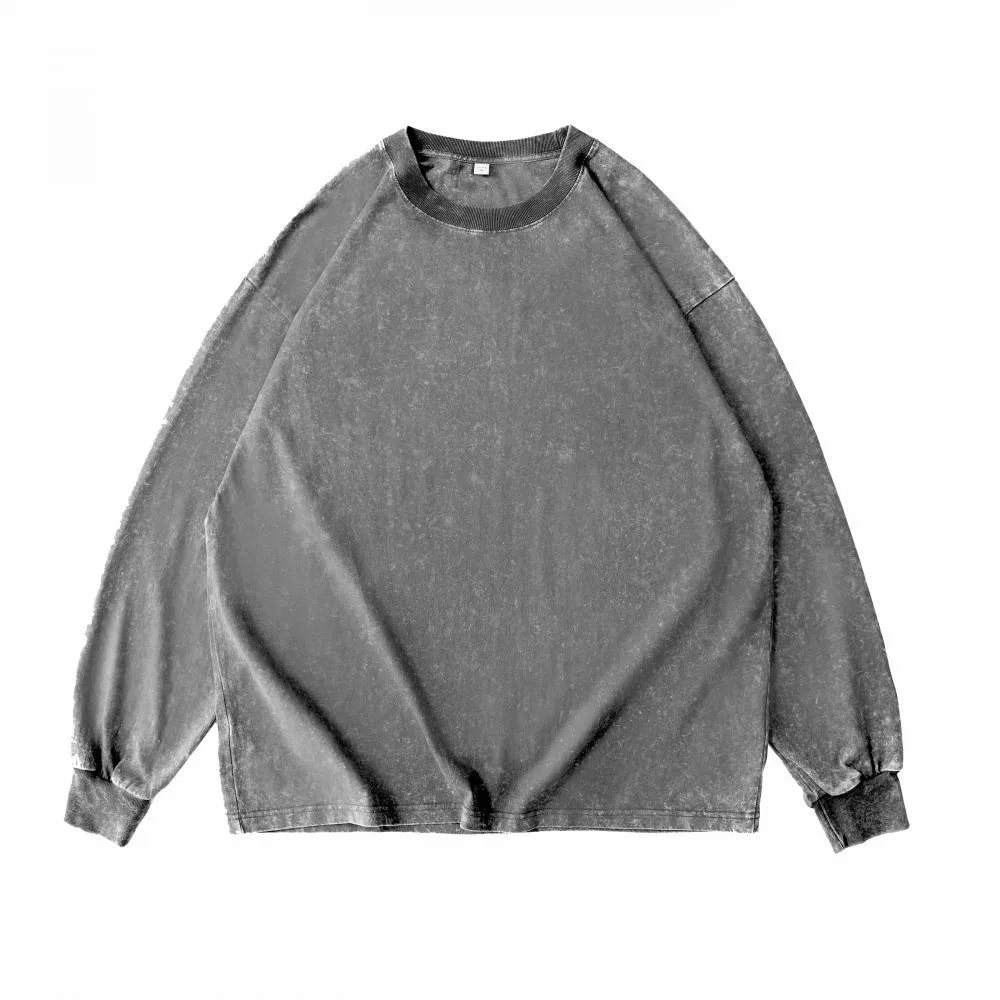 230gsm Snow-Washed Long Sleeve in Grey