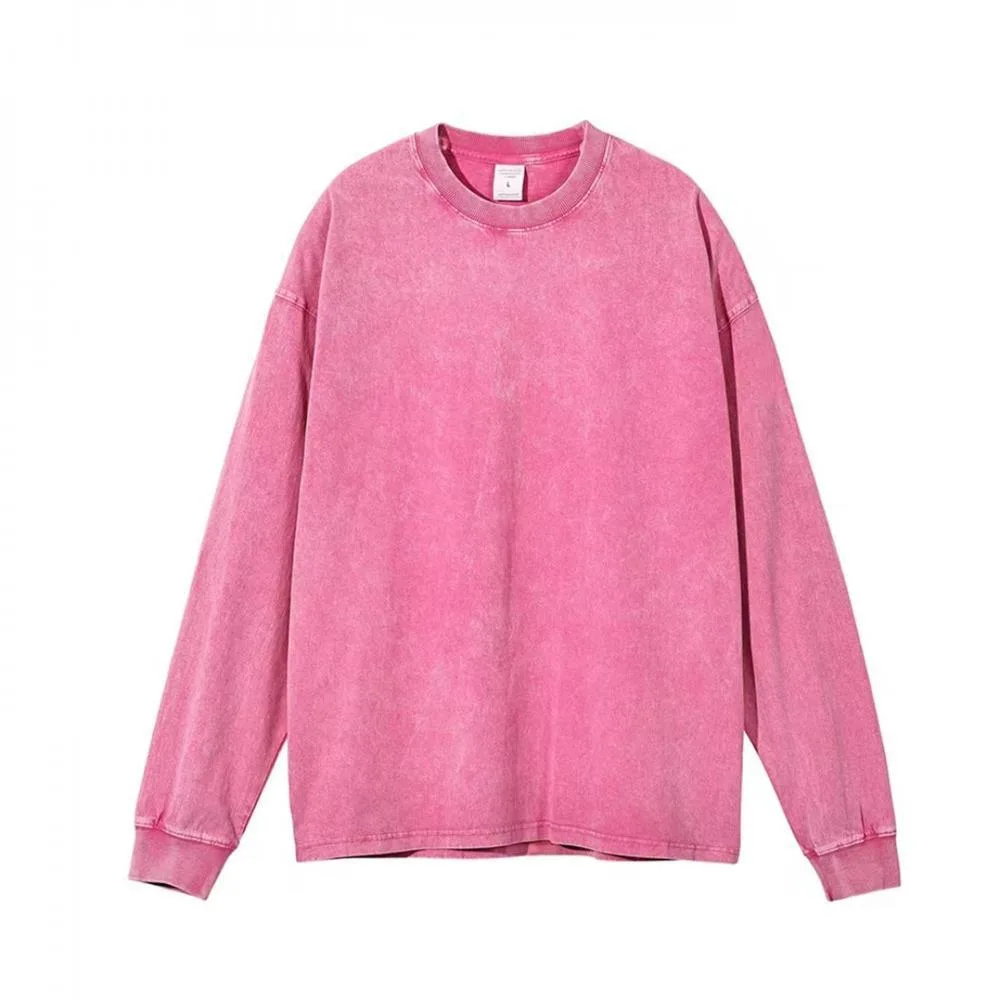 230gsm Snow-Washed Long Sleeve in Pink