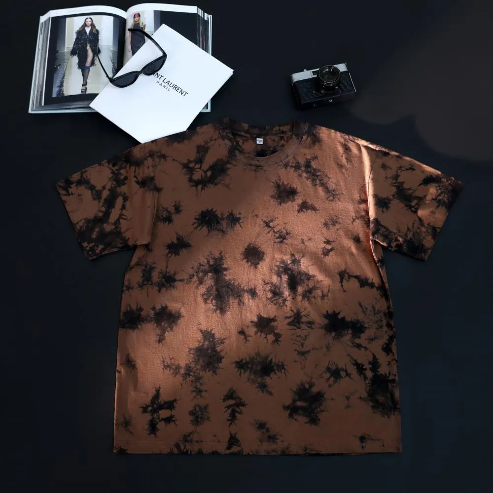 230gsm Tie-Dye Washed Tee in Bleach-Wash Coffee