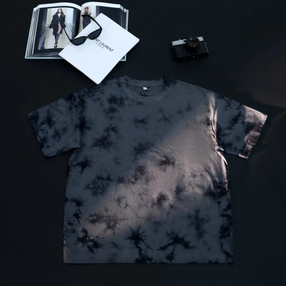 230gsm Tie-Dye Washed Tee in Bleach-Wash Grey