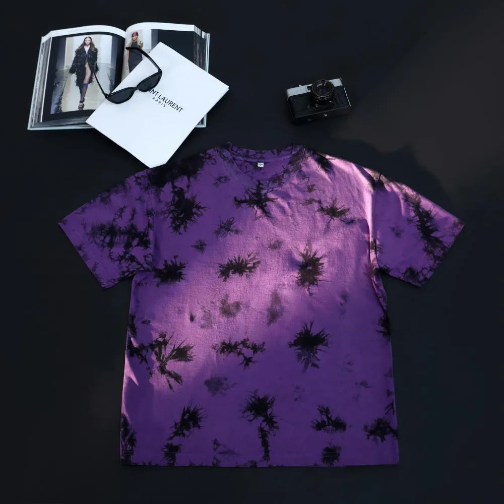 230gsm Tie-Dye Washed Tee in Bleach-Wash Purple