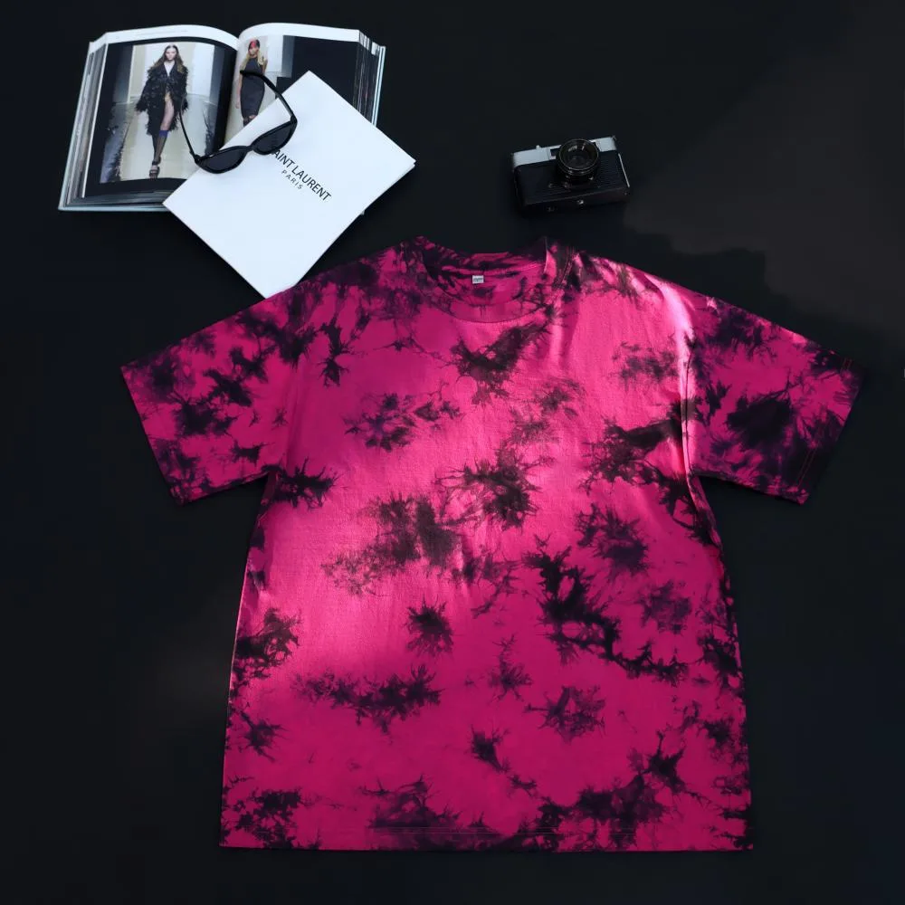 230gsm Tie-Dye Washed Tee in Bleach-Wash Rose