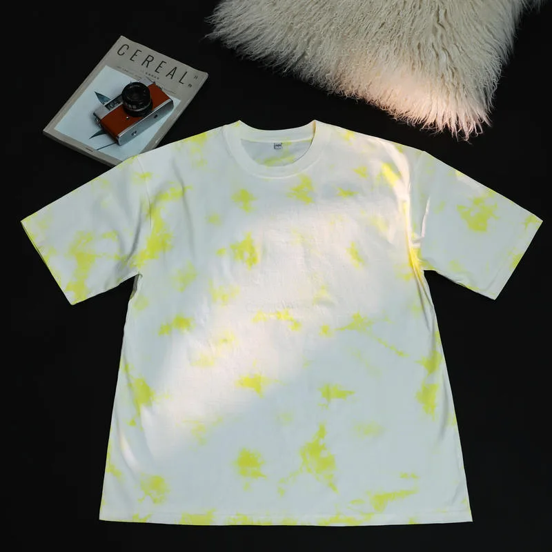 230gsm Tie-Dye Washed Tee in Tie-Dye Fluorescent Yellow